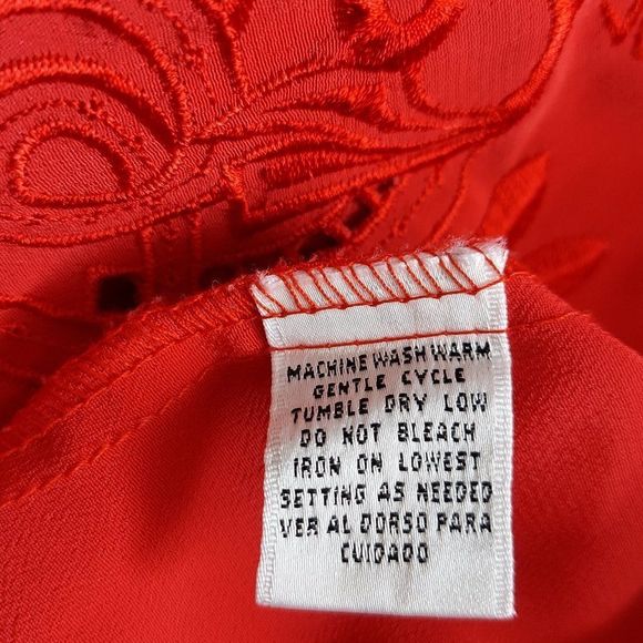 Vintage 80s Christie & Jill Embroidered Cut-out Red Blouse - Picture 7 of 16